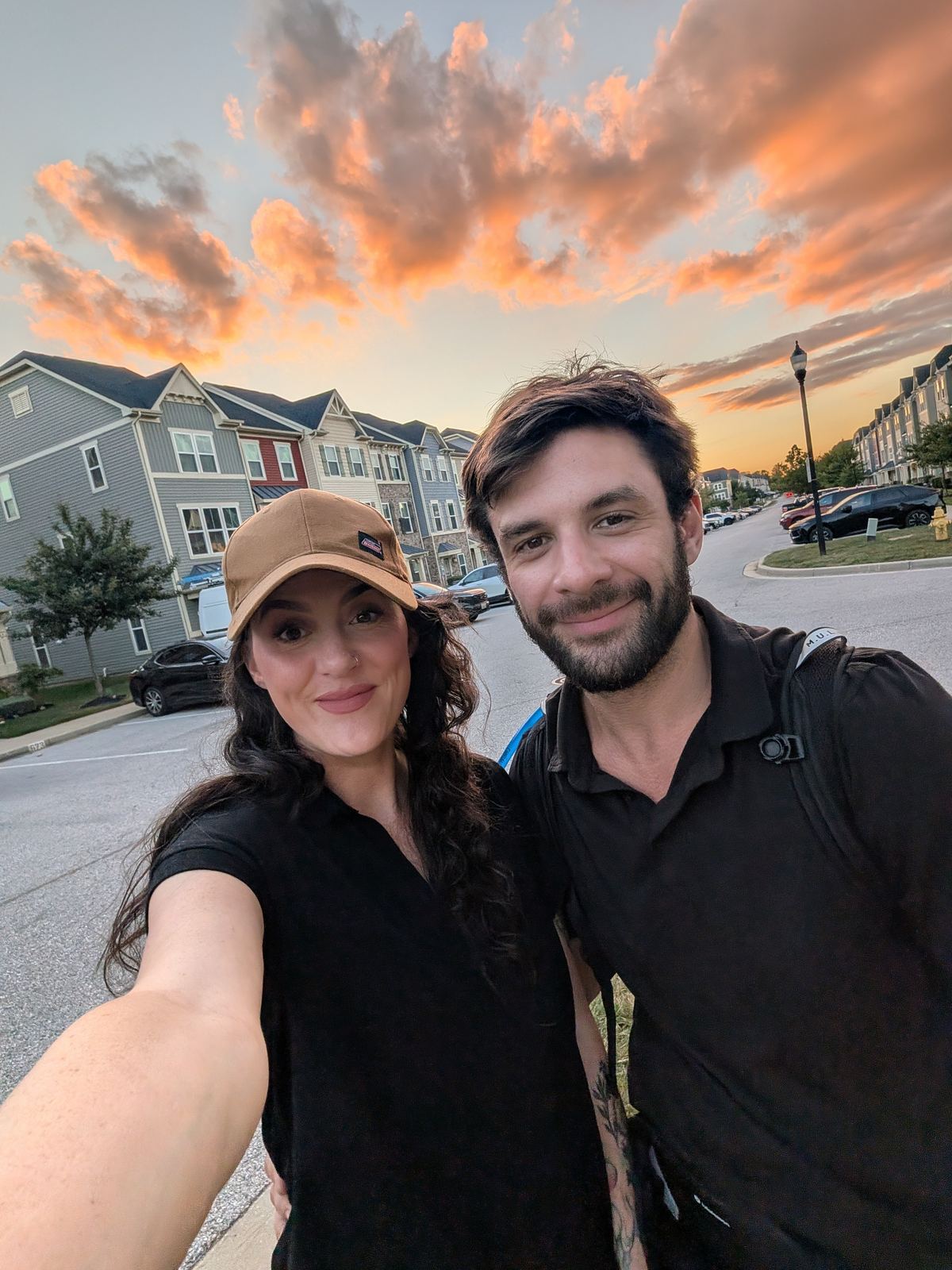 Carly and Tyler, founders of Shore Home and Solar, at sunset